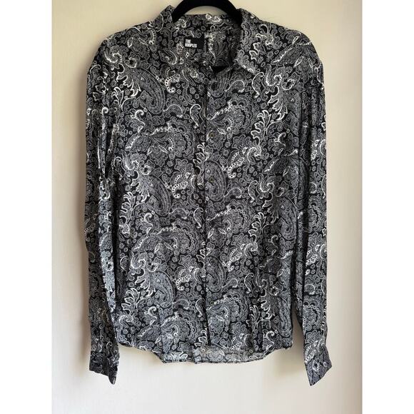 The Kooples Paisley Print Button-Down Shirt Unisex Men’s Size Small 100% Viscose - Picture 8 of 8